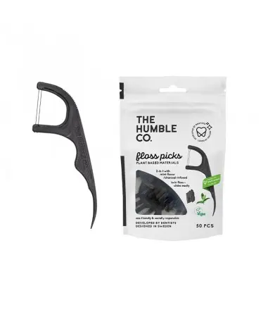 HILO DENTAL CON MANGO CARBON ACTIVO 50 PIEZAS