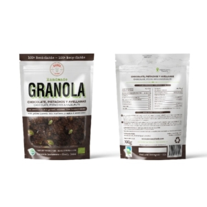 Granola chocolate, pistacho y avellanas